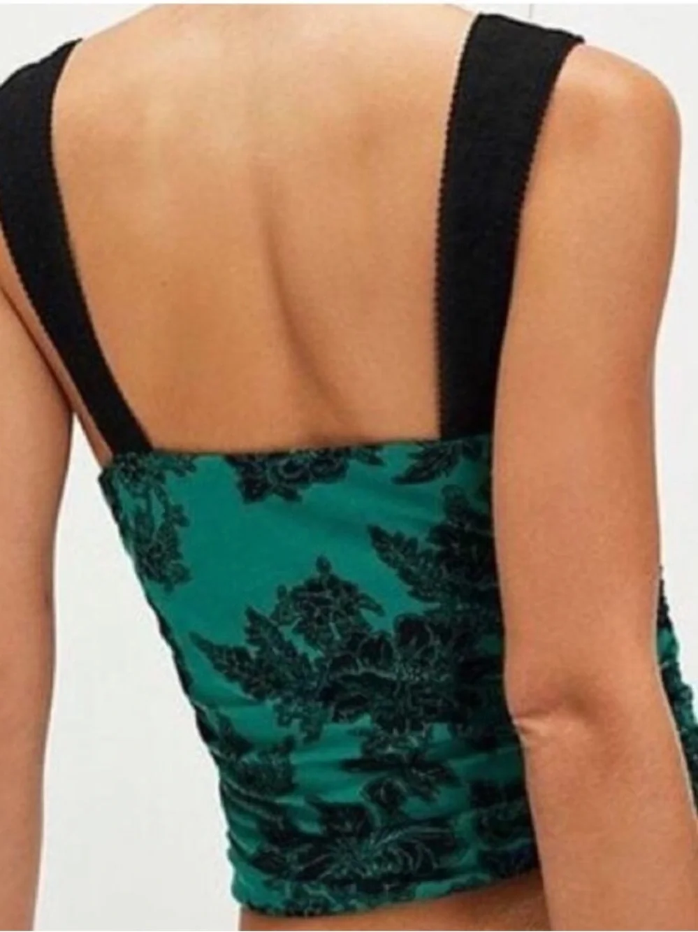 Free People Printed 2 Tone Tank in Green & Black Size S NWOT